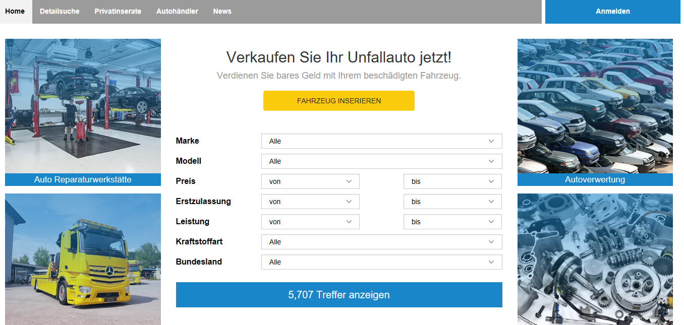 Wie stellen Sie Ihr Unfallauto als Privatkunde auf unsere Plattform Meinunfallauto?